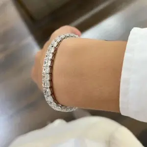 สร้อยข้อมือเทนนิสสไตล์วินเทจสีเงิน925 7.50 CT ทรงกลมตัดเพชรโมอิสสำหรับเป็นของขวัญ - Product Image 6