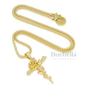 Lujo de los hombres rapero estilo diamante Bling nombre personalizado Iced Rose Thorned Cruz colgante collar cubano Moissanite colgantes encantos - Product Image 3