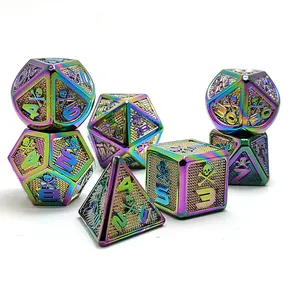 定制闪光模具金属纹理多面体彩虹集角色扮演游戏骰子集地下城和龙D & D数学教学