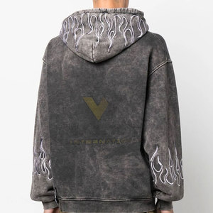 Sudaderas con capucha de lavado ácido para hombre de secado rápido ligero de alta calidad patrón sólido de invierno teñido liso en Stock - Product Image 4