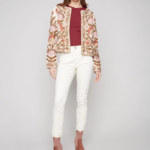 Chaqueta Blusón Bordada Floral 100% Algodón, Estilo Étnico para Primavera Invierno, Transpirable, Antiarrugas, Ecológica, Sin Costuras - Product Image 1