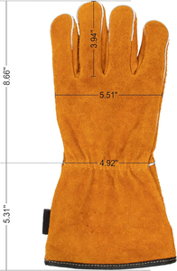 Guantes de seguridad de soldadura de cuero de vaca con logotipo personalizado, guantes de trabajo de construcción de edificios de protección térmica para soldadores - Product Image 3