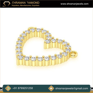 Colgante de diamante cultivado en laboratorio de corazón abierto helado personalizado de oro sólido de 10K para mujer, regalo de aniversario de boda perfecto, collares de joyería fina - Product Image 3