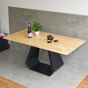 Modern Rectangular Dining <b>Table</b> 160x80cm Rubber <b>Wood</b> <b>Top</b> & Iron Legs Stable & Assembled BA68157 - Product Image 2
