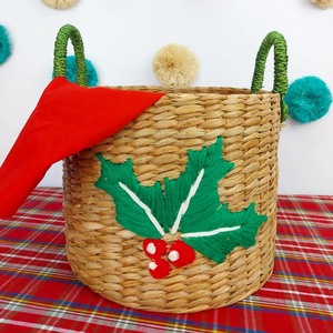 Venta al por mayor hermoso diseño natural Navidad patrón agua Jacinto lavandería cestas de almacenamiento para la decoración del hogar diseño ODM - Product Image 3