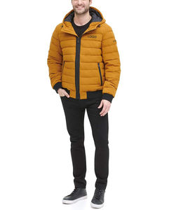 OEM personalizado hombres bombardero chaquetas de invierno tela de lona bordado frontal con capucha suave cálido transpirable moderno ajuste elegante prendas de vestir exteriores - Product Image 6