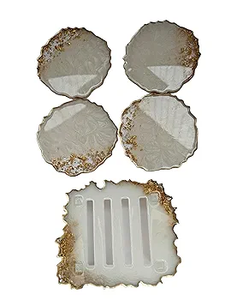 Dessous de verre personnalisés en résine fabriqués à la main pour la maison et le bureau Sous-verres en pierre de forme irrégulière d'Inde - Product Image 2