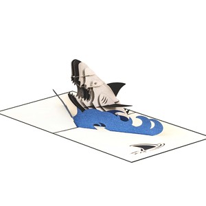Carte de vœux 3D pop-up requin, carte pop-up requin en colère, carte pop-up 3D, carte de vœux artisanale, carte d'anniversaire 3D, requin marin - Product Image 1