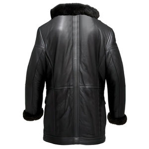 Abrigo de Cuero Genuino Hecho a Mano por Diseñador para Hombre, Prenda Exterior de Invierno Negra de Lujo, Chaqueta de Moda Entallada, Chaqueta 2025 - Product Image 2