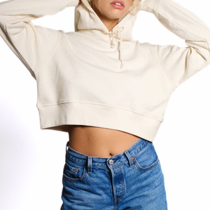 Women's Custom Logo Printed Pullover French Terry Crop <b>Top</b> Hoodie 100% Cotton <b>Winter</b> Season Casual Style Short Length Lined - Product Image 4