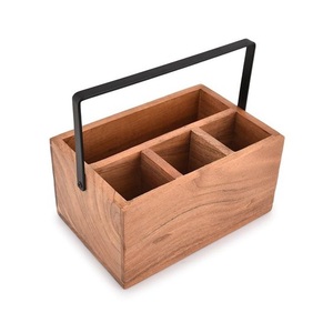Modern Style Mango Wood Serving Caddy Decorative <b>Kitchen</b> Organizer for <b>Storage</b> of Tableware & Cutlery for Office Use-OEM Design - Product Image 5