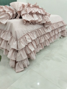 100% lin naturel trois volants housse de couette ensemble personnalisable 3 pièces literie solide disponible King Twin tailles pour la maison hôtel - Product Image 2