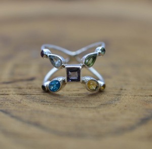 Bague classique pour femme, style bohème tendance, en argent sterling 925, multi-pierres précieuses, faite à la main, pour cadeau de fête - Product Image 5