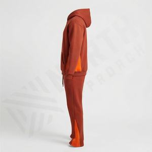 Survêtement Premium à Jambes Évasées avec Logo Personnalisé Streetwear Sweat-shirts à Manches Longues Unis Hommes Ensembles de Survêtements 2 Pièces Athlétiques Gym Fitness - Product Image 3