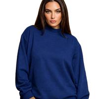 Sweat-shirt surdimensionné vert forêt personnalisé pour femme, col montant uni, épaules tombantes, Trackstar, marque privée OEM