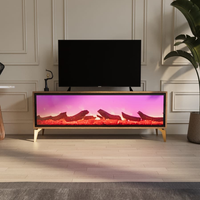 Table basse moderne de luxe dorée avec Bluetooth, cheminée électronique intégrée en panneau de bois MDF, mobilier de salon, best-seller