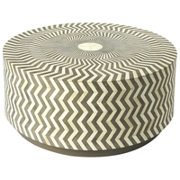 Table basse en os incrusté de style Targua pour salon, meubles en os incrusté faits à la main, table basse ronde, table basse à cocktails