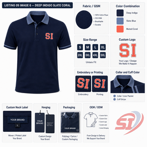 เสื้อโปโลผู้ชายแบบสั่งทำแบรนด์ส่วนตัว แขนสั้น คอเสื้อตัดสี ปักโลโก้ พิมพ์ลาย รับผลิตเสื้อผ้าขายส่ง OEM - Product Image 3