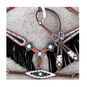 Ensemble de serre-tête et de collier de poitrine personnalisé Silver Show Western Conceptions légères en cuir de vache de qualité supérieure - Product Image 3