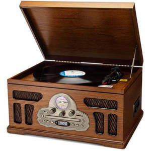 เครื่องเล่นแผ่นเสียงออลอินวัน SoundBeast แบบ 3 สปีด พร้อมบลูทูธ, ซีดี, เทปคาสเซ็ต, วิทยุ AM/FM, ช่องเสียบ USB, ลำโพงในตัว - Product Image 1