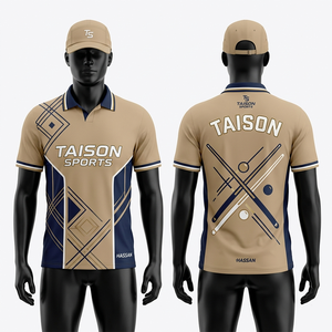 เสื้อโปโลสนุกเกอร์ผู้ชาย พรีเมียม 180 GSM โพลีเอสเตอร์ ระบายอากาศได้ดี สีเขียว แต่งขอบทอง ดีไซน์แผงต่อผ้า  โลโก้แบบรีดร้อนสั่งทำพิเศษ - Product Image 2