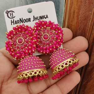 Pendientes Jhumki de calidad superior Pendientes ligeros perfectos para ropa informal y ropa occidental de Indo Jhumkis - Product Image 3