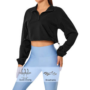 Chaqueta de Yoga Corta con Cuello Alto para Mujer, Ajustada, con Cierre, Paneles Cortavientos, Transpirable, para Correr al Aire Libre - Product Image 5