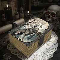 400 pages Journal en cuir sur le thème du loup avec couverture rigide imprimée Grimoire cahier d'horreur journal d'écriture fait à la main Vintage occulte cadeau