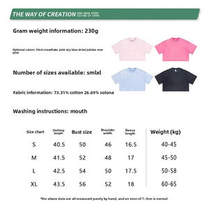 Best Sale High Quality 230gsm Acid Wash Loose Fit Women's Summer <b>Crop</b> <b>Top</b> Customized Vintage Casual Breathable Solid <b>Tops</b> - Product Image 2