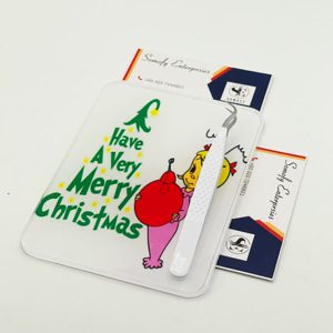 Etiqueta personalizada de alta calidad Imán de azulejo acrílico Diseño de Feliz Navidad Azulejo de pestañas Pestañas y herramientas sostenibles - Product Image 4