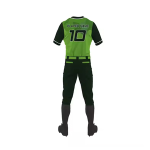 Uniforme de baseball personnalisé imprimé numériquement pour homme, vert et noir, manches courtes, en polyester anti-humidité, nom de l'équipe, toutes saisons, devant - Product Image 2