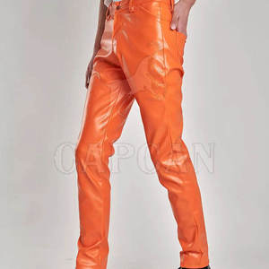 Traje de moda Pantalones casuales de cuero para pantalones de cintura con logotipo impreso personalizado Pantalones de cuero para hombres hechos de Sialkot - Product Image 4