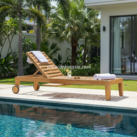 Chaise longue pliante moderne en teck massif, écologique, durable, de luxe, pour villas, hôtels, piscines, extérieur, style antique