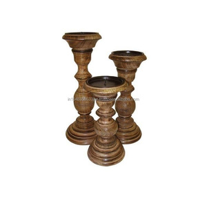 Bougeoir en bois fait à la main avec abeille, support de bougie avec finition rustique pour décoration de maison pour mariage - Product Image 3