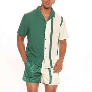 เสื้อยืด2ชิ้นและชุดกางเกงขาสั้นสำหรับผู้ชายชุดวิ่งฝึกซ้อมฟุตบอลบล็อกสีฤดูร้อนโลโก้ออกแบบได้เอง - Product Image 3