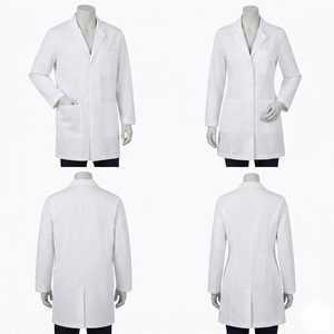เสื้อกาวน์แล็บสำหรับผู้ชาย สีขาว แบบยูนิเซ็กซ์ ผ้าฝ้ายผสมโพลีเอสเตอร์ สำหรับแพทย์ พยาบาล ห้องปฏิบัติการทางการแพทย์ - Product Image 1