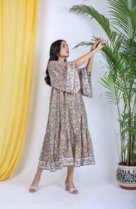 ชุดเดรสพิมพ์ลายของผู้หญิงลำลองขนาดเล็กแขน3/4ปรับแต่งได้ตามต้องการกระดุมธรรมชาติผลิตจากผ้าสแปนเด็กซ์ - Product Image 2