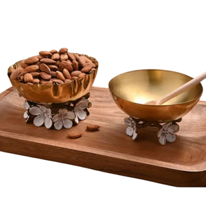 ชามโลหะทรงกลมชามตกแต่งสีทองหรูหราพร้อมดีไซน์รูปใบไม้ชามสลัดสำหรับตกแต่งบ้านหรือภาชนะเสิร์ฟ - Product Image 2