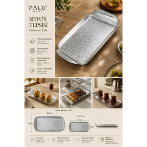 Plateau de service en acier inoxydable avec texture forgée moderne, réutilisable et élégant - Product Image 1