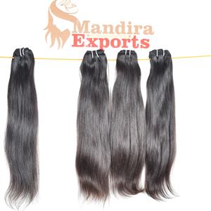 100% cutícula alineada cabello indio crudo templo sedoso recto cabello virgen ninguno piojos paquetes baratos de proveedor de la India cabello humano - Product Image 4