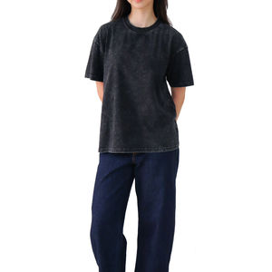 Nueva camiseta ecológica para todas las estaciones con lavado ácido para mujer, venta al por mayor, servicio OEM personalizable de alta calidad - Product Image 5