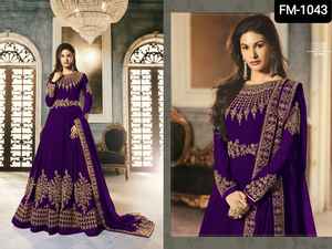 Georgette-diseñador de estilo indio de diseñador pesado para mujer, con bordado y trabajo lateral, conjunto de ropa elegante Dupatta - Product Image 5