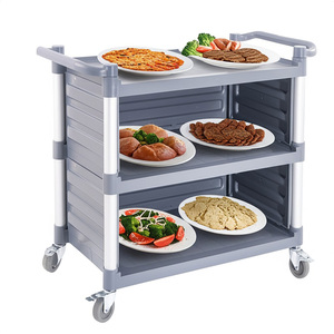Hotel Restaurant Drielaagse Eetfoodservice Trolley Plastic Opslag Rollende Utility Kar Met Wielen Omsloten Panelen - Product Image 4