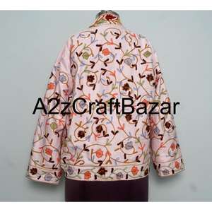 Veste en velours bohème chic faite à la main, tissu tricoté 100% coton, motif floral brodé, écologique, respirant, rapide, été - Product Image 5