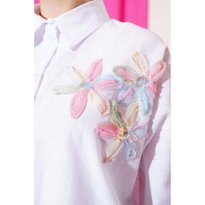 Camisa Floral Cuello Tul Rosa - Product Image 3