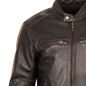 Chaqueta de Motociclista Personalizada con su Propio Logotipo, para Hombre, de Piel de Vaca, con Cuello Alto, Logotipo Frontal, Impermeable, para Uso Casual de Invierno - Product Image 3