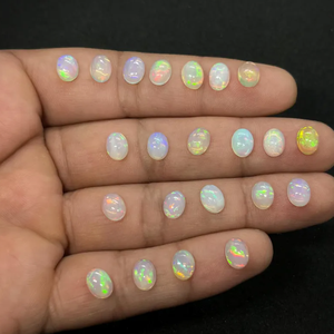 Opale de feu Cabochon forme ovale 6x4MM taille libre jeu de couleur ou feu naturel opale éthiopienne pierre précieuse en vrac véritable ovale Welo opale - Product Image 4