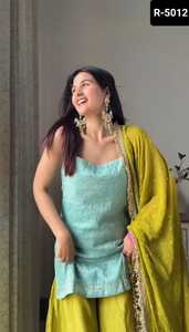 Modello indiano moderno in seta Chinon materiale Salwar Kameez <span class=keywords><strong>tuta</strong></span> con Sequnce pesante con filo di lavoro e <span class=keywords><strong>pizzo</strong></span> in sequenza Dupatta - Product Image 2