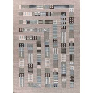 Alfombra Clásica Azul a Cuadros de Lana de Tejido Plano, Alfombra Geométrica para Sala de Estar, Rectangular de 9x12, para Entrada o Pasillo, para Adolescentes-ADWL-13261 - Product Image 1