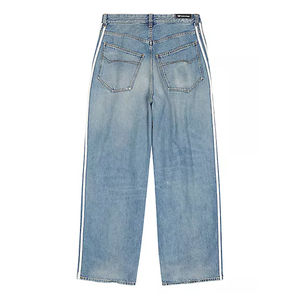 กางเกงยีนส์ทรงหลวมสไตล์สตรีทแวร์ปักลายเอวกลางแบบใหม่ปี 2026 สำหรับผู้ชาย ล้างสี ทรงขากว้าง แฟชั่น - Product Image 3